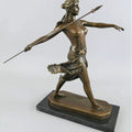 Diana the Huntress with Spear – Bronze Sculpture on Marble Base