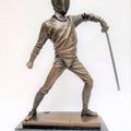 The Fencer in Combat Stance – Bronze Sculpture on Marble Base
