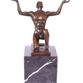 Ascension – Bronze Sculpture of a Male Figure on Marble Column