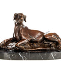 Resting Hunting Dog – Bronze Sculpture on Oval Marble Base
