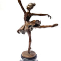 Ballerina in Arabesque Pose – Bronze Sculpture on Round Marble Base