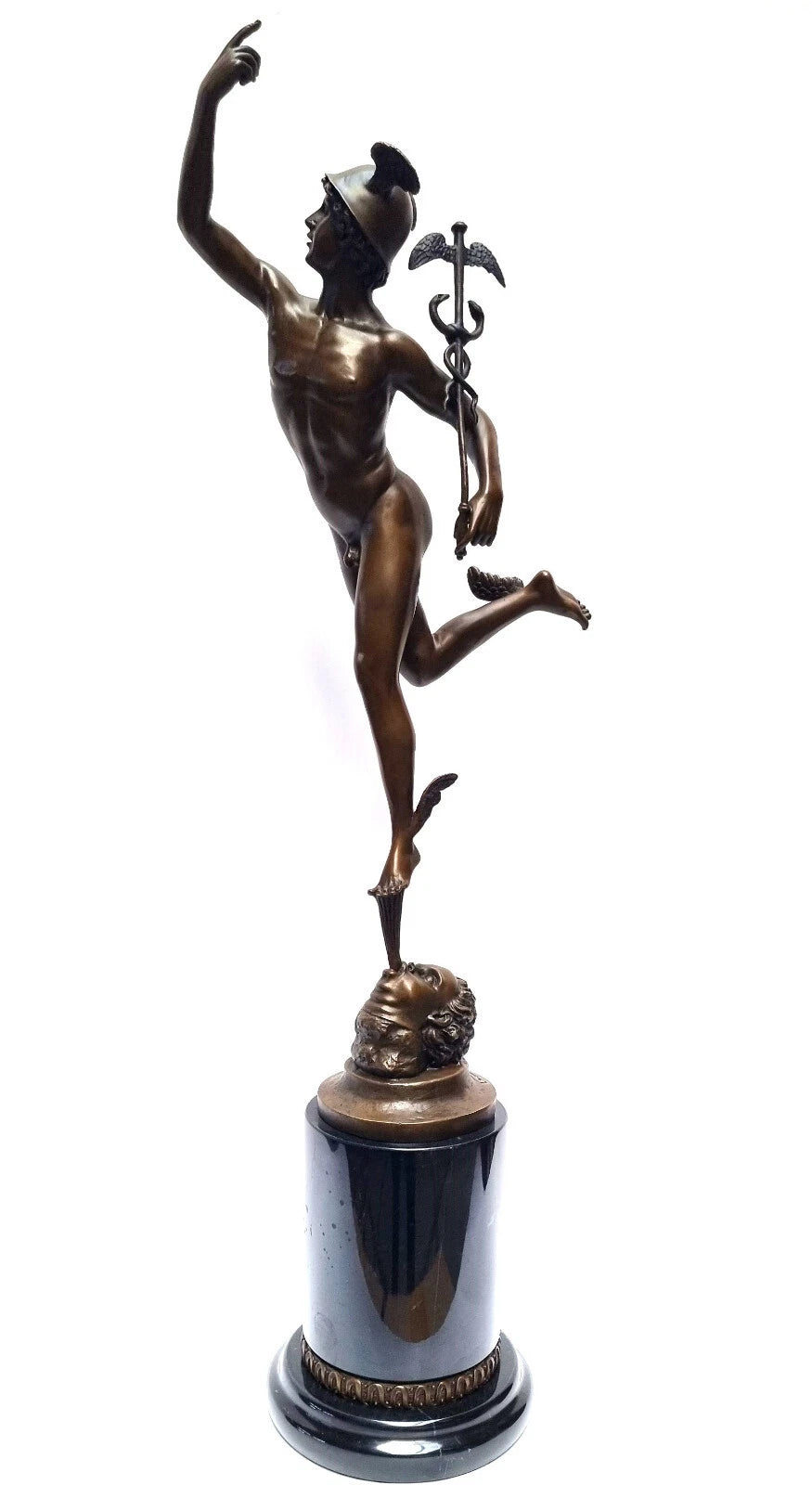 Flying Mercury – Bronze Sculpture on Marble Column