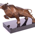 Geometric Bull – Modern Bronze Sculpture on Marble Base