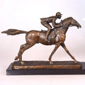 Jockey on a Race Horse – Bronze Sculpture on Marble Base