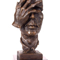 I Don't Want to See – Surrealist Bronze Sculpture on Marble Base