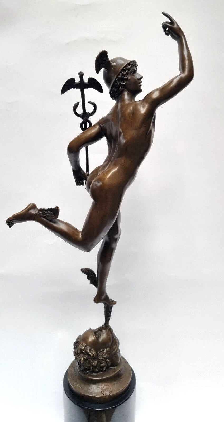 Flying Mercury – Bronze Sculpture on Marble Column