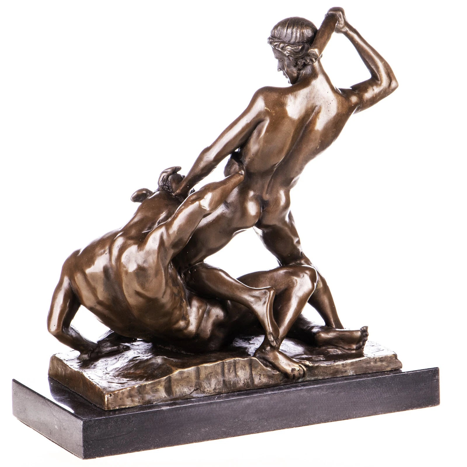 Theseus Slaying the Minotaur – Bronze Sculpture on Marble Base