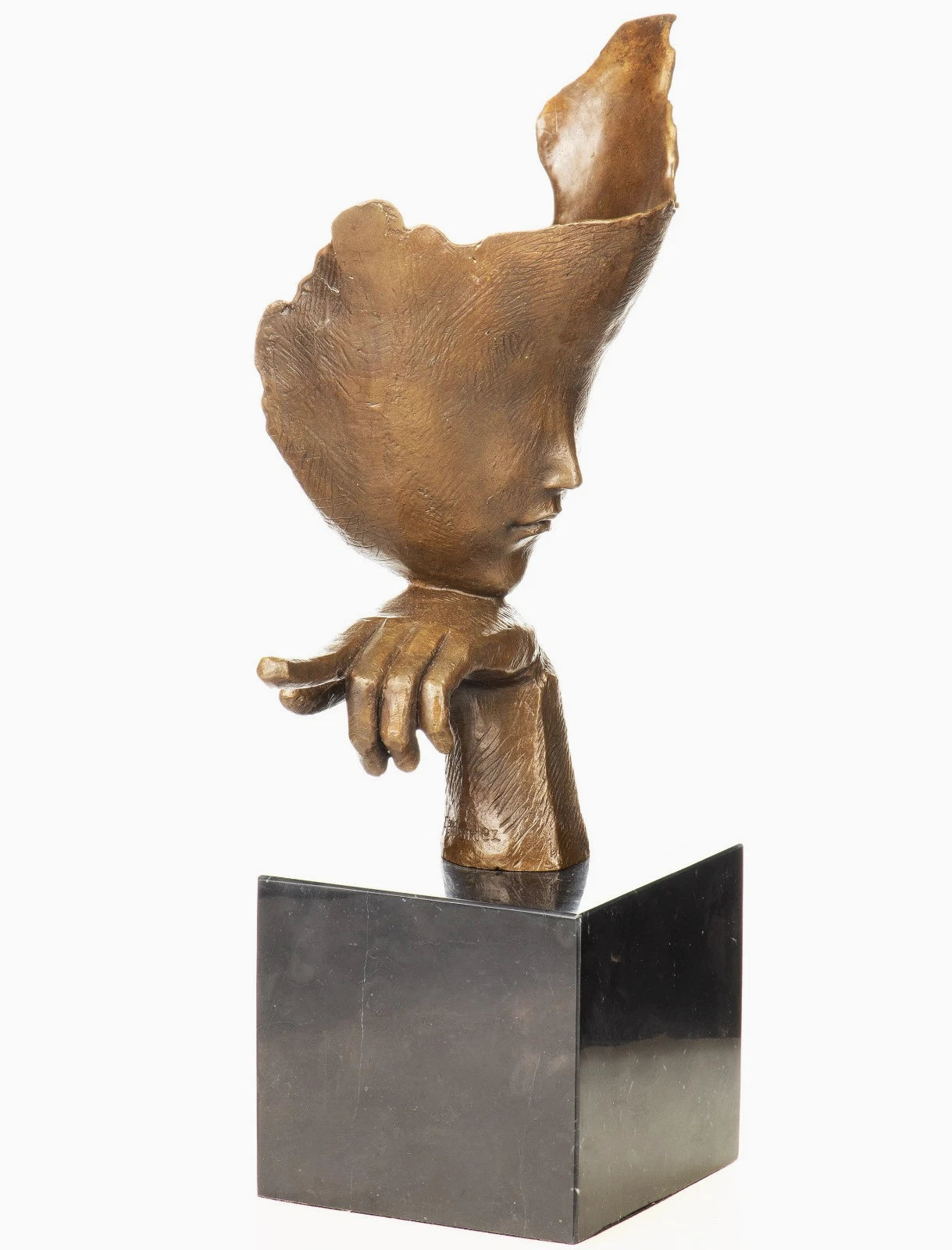 Whisper of the Wind – Surrealist Bronze Sculpture on Marble Base