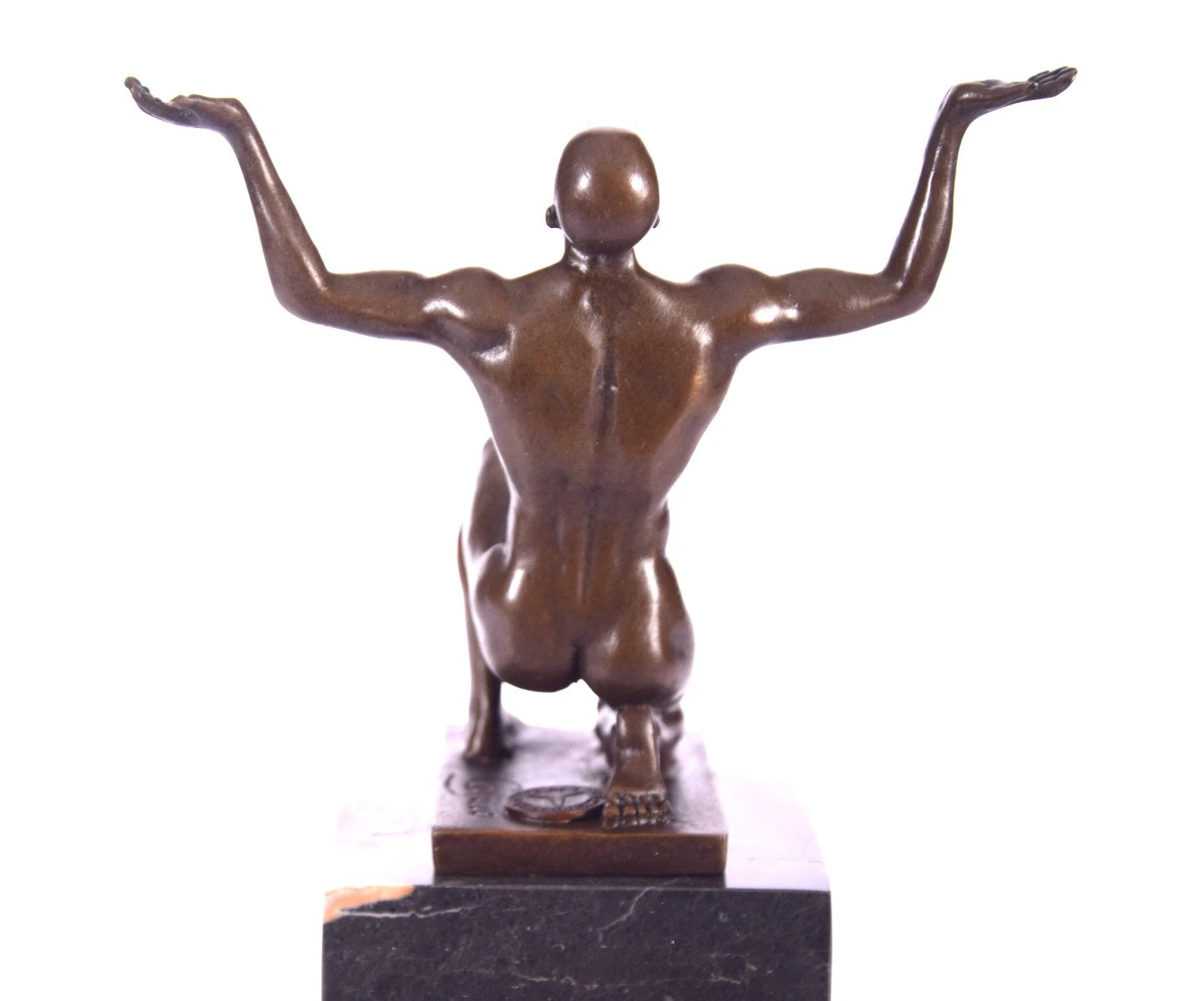 Ascension – Bronze Sculpture of a Male Figure on Marble Column