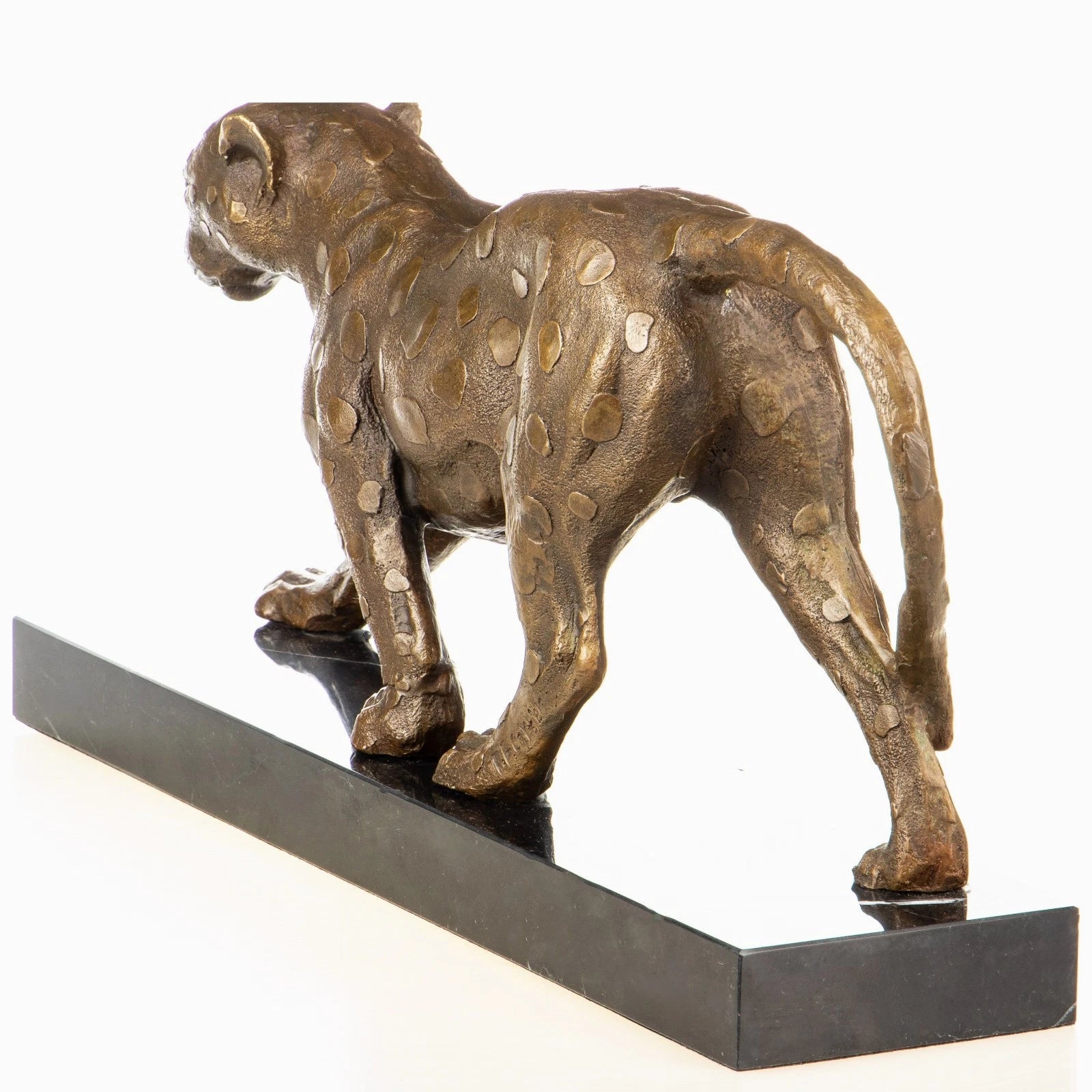 Stalking Leopard – Bronze Sculpture in Art Deco Style on Marble Base